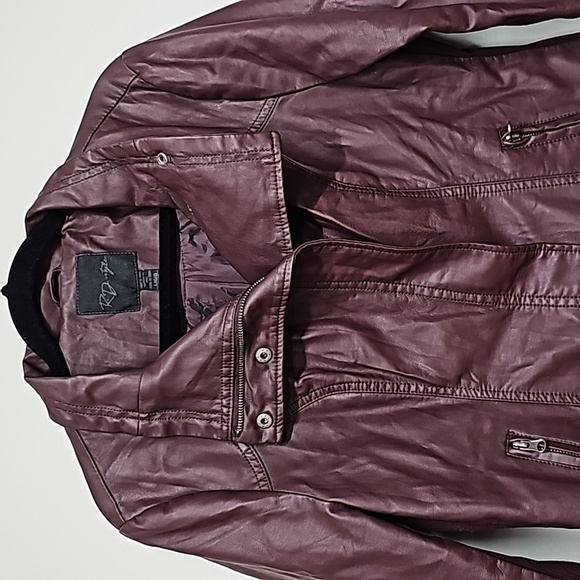 RD Style Merlot color Vegan Leather Zip Up Jacket Women’s Size Large - Picture 2 of 12